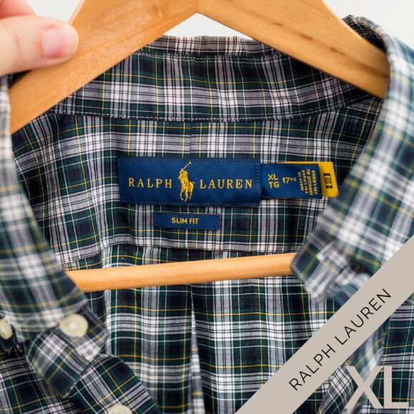 Ralph Lauren Slim Fit Plaid Button-Down Shirt – XL (17.5) - Picture 7 of 8